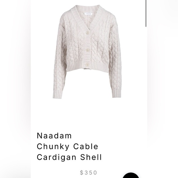 Naadam Chunky Cable Cashmere Blend Cardigan Size M $350 - Picture 2 of 6